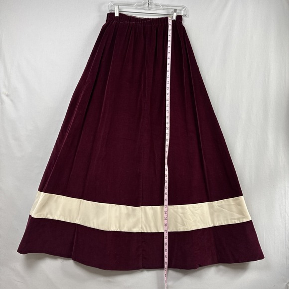 Vintage 70s Chessa Davis Maxi Skirt Medium Aline Velvet Bohemian Tie Belt - Picture 6 of 16
